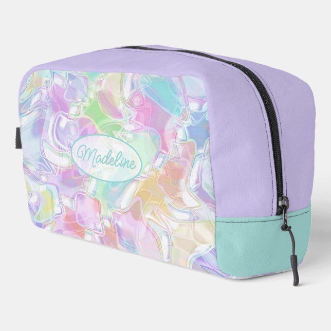 Trousse De Toilette Aqua Blue Lime Green Pink Purple Art Motif (Coin droit)