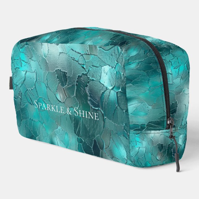 Trousse De Toilette Aqua Mint Turquoise Green Glam Abstrait (Coin droit)