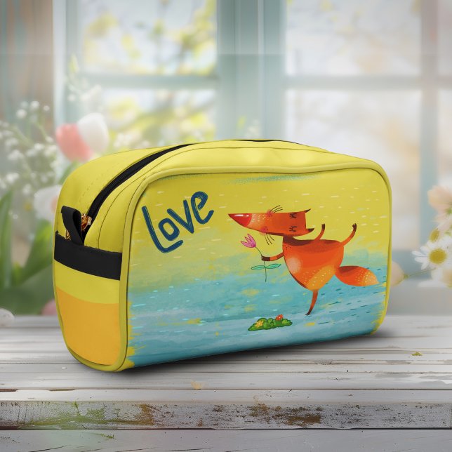 Trousse De Toilette Aquarelle artisanale renard drôle (Créateur téléchargé)