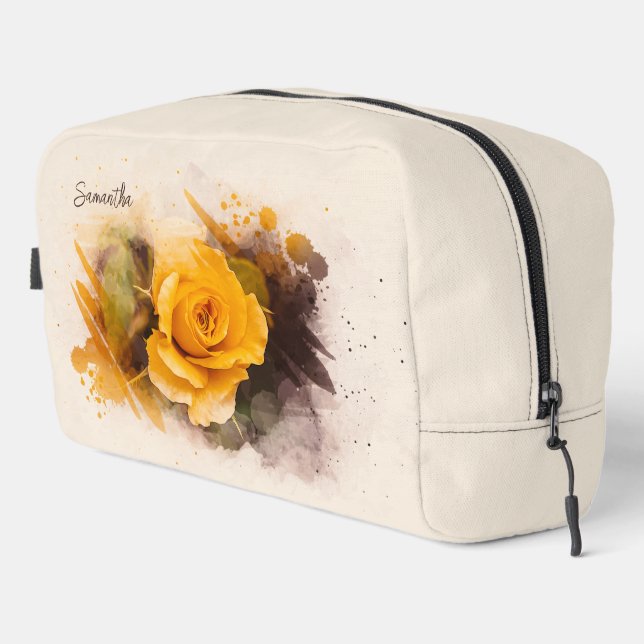 Trousse De Toilette Aquarelle Rose Jaune Unique (Coin droit)