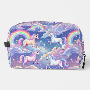 Trousse De Toilette Arc-en-ciel scintillant et licornes sur des nuages