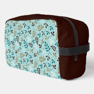 Trousse De Toilette Assorti Feuille Motif Teals crème or Brown