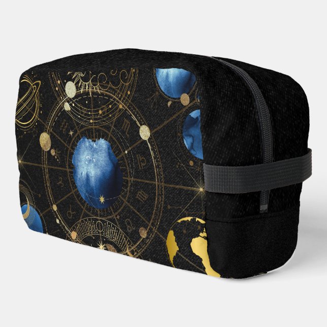 Trousse De Toilette Astrologie céleste en velours noir (Coin gauche)