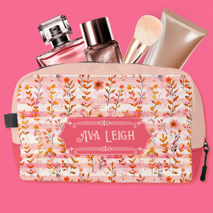 Trousse De Toilette Ava Leigh Fleurs aquarelles roses et orange