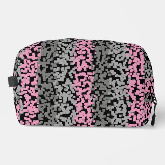 Trousse De Toilette Bandes pixelisées numériques roses, grises et noir