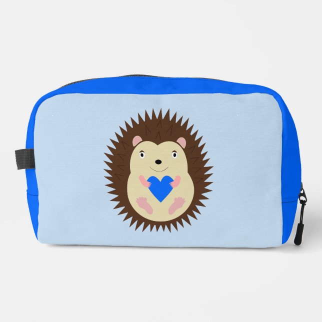Trousse De Toilette Bébé Garçon Hérisson Cœur Bleu (Recto)