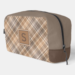 Trousse De Toilette Beige Brown neutre Taupe Plaid En vichy Motif