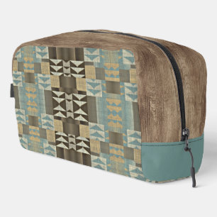 Trousse De Toilette Beige Turquoise Bleu Vert Taupe Brown Motif tribal