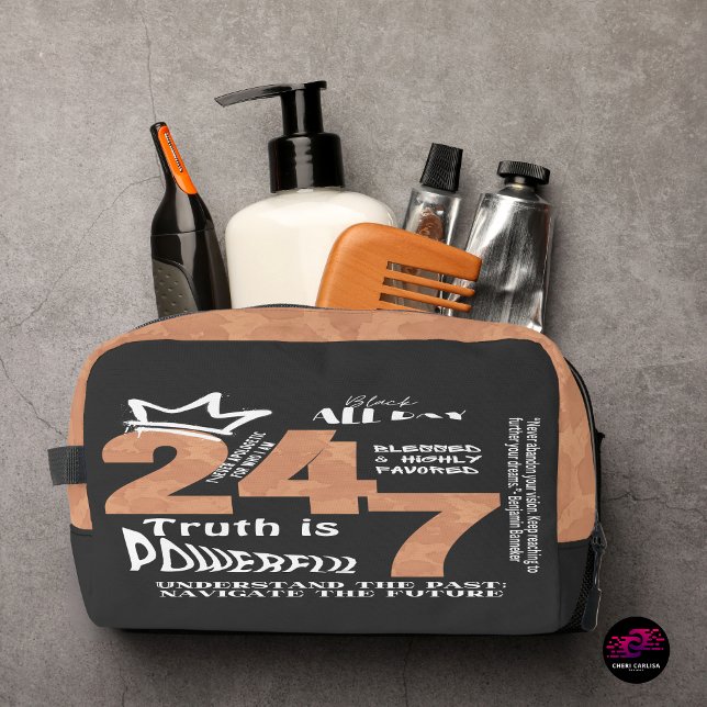 Trousse De Toilette Black All Day 24/7 Slogan Graphic (Prepared. Intentional. Always ready.)