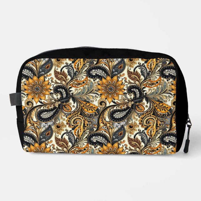 Trousse De Toilette Black And Yellow Paisley  (Recto)