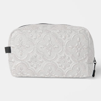 Trousse De Toilette Blanc sur motif floral blanc