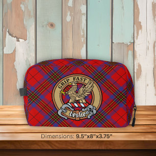 Trousse De Toilette Blason du clan Leslie sur tartan rouge