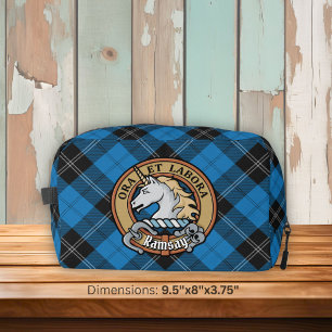 Trousse De Toilette Blason du clan Ramsay sur tartan de chasse bleu