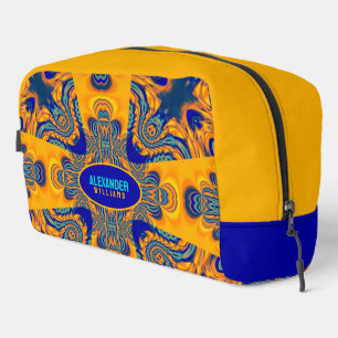Trousse De Toilette Bleu jaune clair Batik moderne Fractal