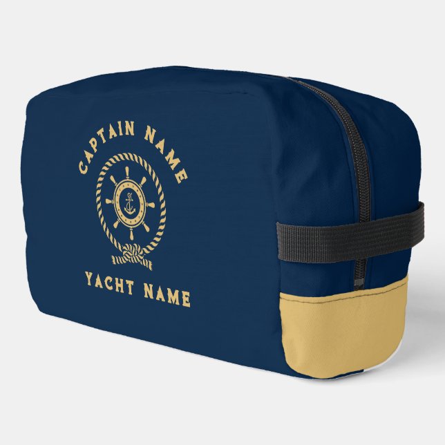 Trousse De Toilette Bleu Marine Gold Nautical Boat Roue (Coin gauche)