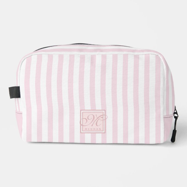 Trousse De Toilette Bleu mignon rose et blanc - Monogramme (Recto)
