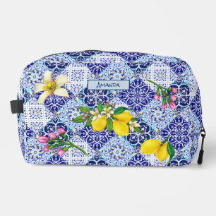 Trousse De Toilette Bleu sicilien carreaux céramiques d'agrumes médite