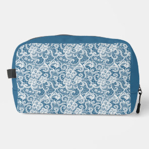 Trousse De Toilette BLEUE turquoise AVEC ORNATE LACE BLANC DESIGNS