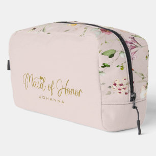 Trousse De Toilette Blush Maid of Honor Script Name Accessory Cadeau