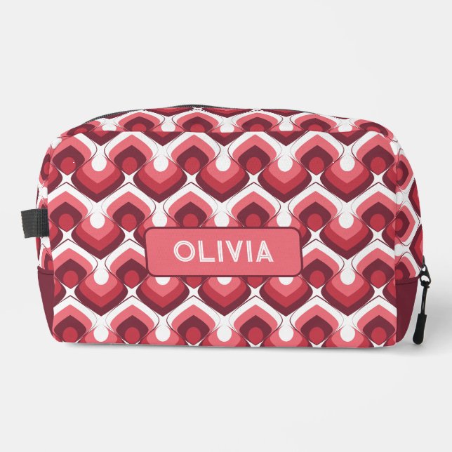 Trousse De Toilette Bold Retro Modern Motif in Pinks (Recto)