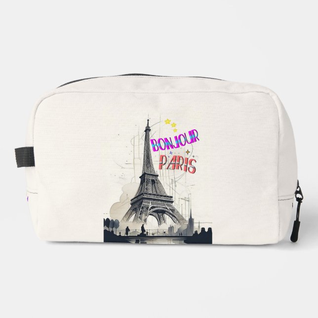Trousse De Toilette Bonjour Paris coloré (Recto)