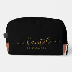 Trousse De Toilette Bridesmaid Modern Gold Script noir