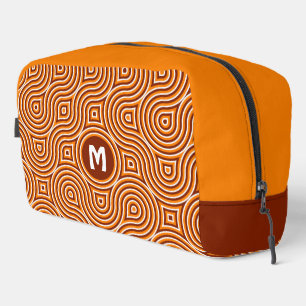 Trousse De Toilette Bright Orange foncé Brown blanc Motif du Milieu de