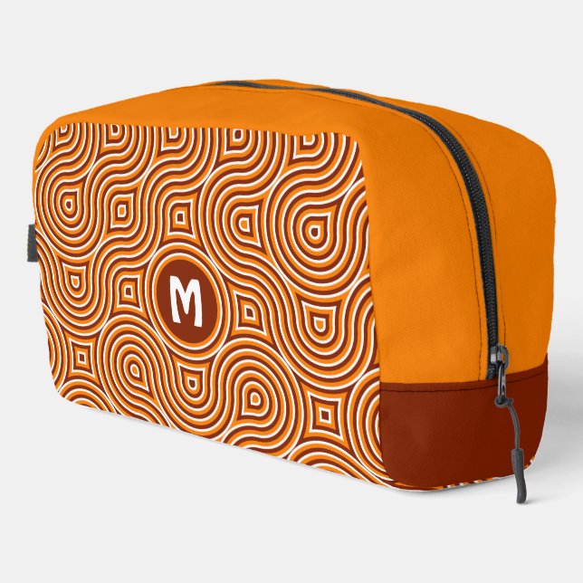 Trousse De Toilette Bright Orange foncé Brown blanc Motif du Milieu de (Coin droit)