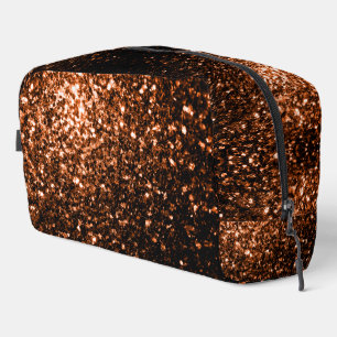 Trousse De Toilette Bronze orange brun faux parties scintillant en cui