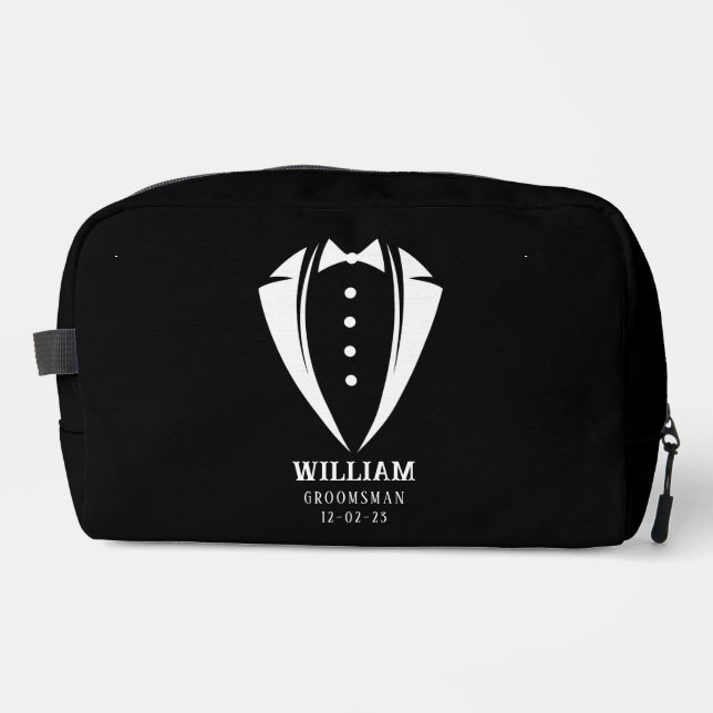 Trousse De Toilette Cadeau moderne noir et blanc Groomsman (Recto)