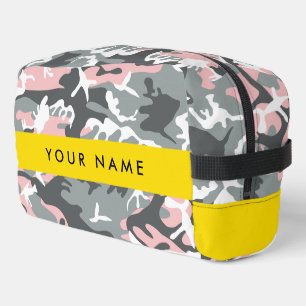Trousse De Toilette Camouflage rose et gris Votre nom Personnalisez