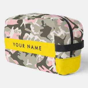 Trousse De Toilette Camouflage rose et vert Votre nom Personnalisez