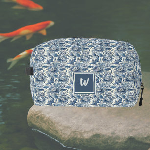 Trousse De Toilette Carpeaux de Koi et Nénuphar Bleu Chinoiserie Monog