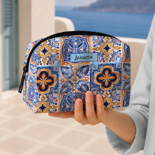 Trousse De Toilette Carreaux de céramique bleus blancs siciliens éléga