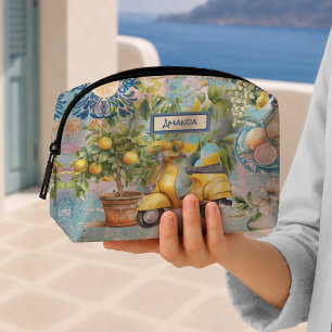 Trousse De Toilette Carreaux floraux de collage de citrus siciliens bl