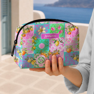 Trousse De Toilette Carreaux floraux de collage de citrus siciliens ro