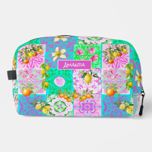 Trousse De Toilette Carrelages floraux de collage d'agrumes rose chic