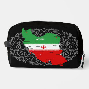 Trousse De Toilette Carte de l'Iran avec drapeau et emblème