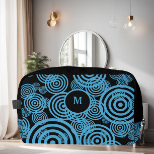 Trousse De Toilette Cercles bleus modernes et tendance sur monogramme 