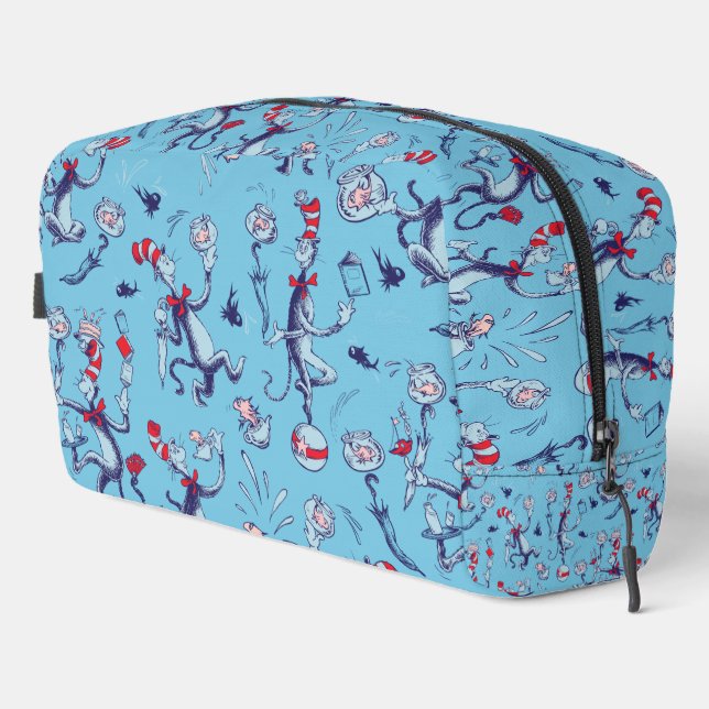 Trousse De Toilette Chat Dans Le Casquette | Motif bleu (Coin droit)