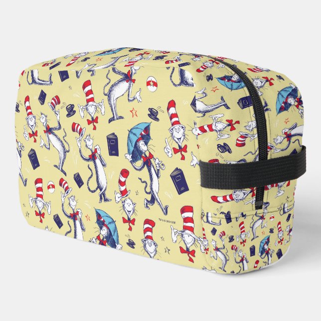 Trousse De Toilette Chat Dans Le Casquette | Motif jaune (Coin gauche)