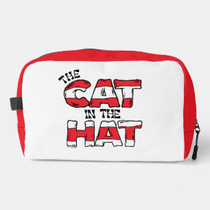 Trousse De Toilette Chat dans le Casquette   Texte en bande rouge et b