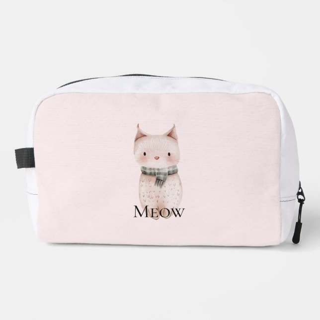 Trousse De Toilette Chat de Noël Rose Pâle (Recto)