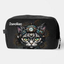 Chatte steampunk mignonne avec des horloges et des