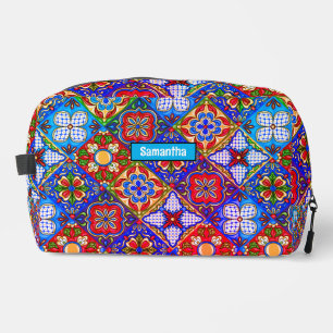 Trousse De Toilette Chic mexicain talavera bleu violet tuiles monogram