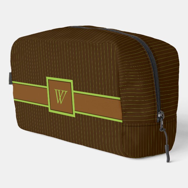 Trousse De Toilette Chocolat avec rayures au citron vert (Coin droit)