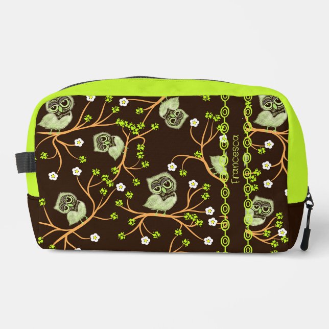 Trousse De Toilette Chouettes et fleurs (Recto)