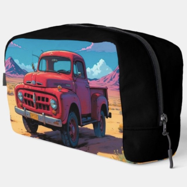Trousse De Toilette Classique camionnette américaine (Vintage Red Truck  toiletry bag with sturdy polyester fabric with a zippered closure. )