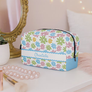 Trousse De Toilette Classique Pastel Bleu Bleu Rose Vert Motif Floral