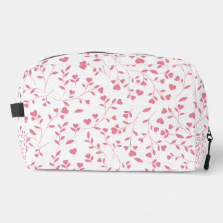 Trousse De Toilette Cœur Rose Romantique Vignes Motif Blanc